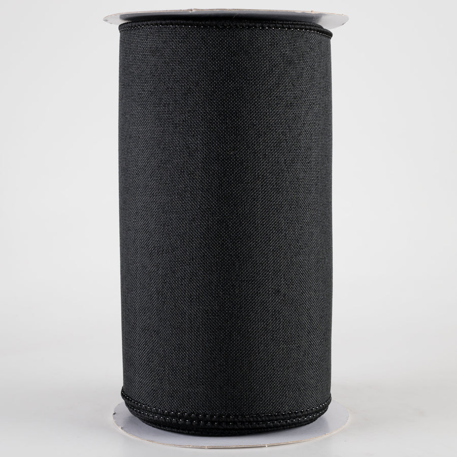 6" Royal Canvas Ribbon: Black (10 Yards)