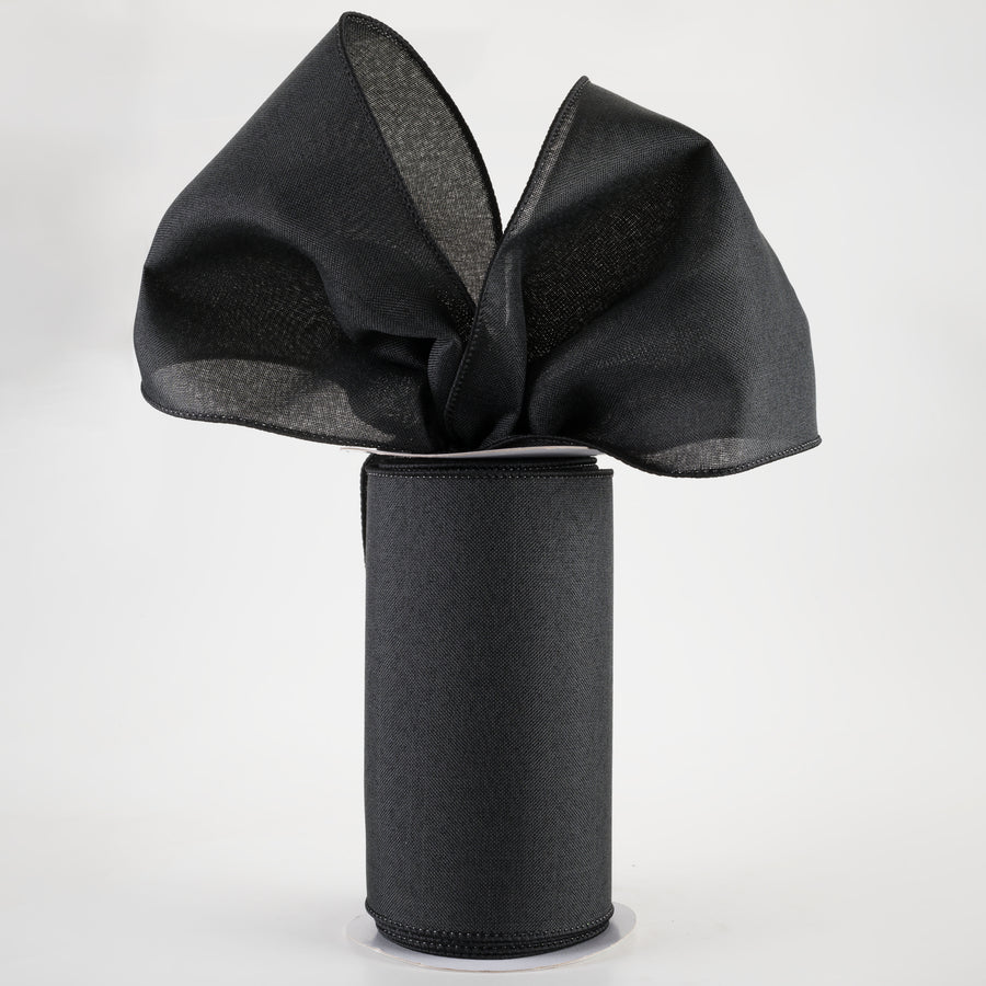 6" Royal Canvas Ribbon: Black (10 Yards)