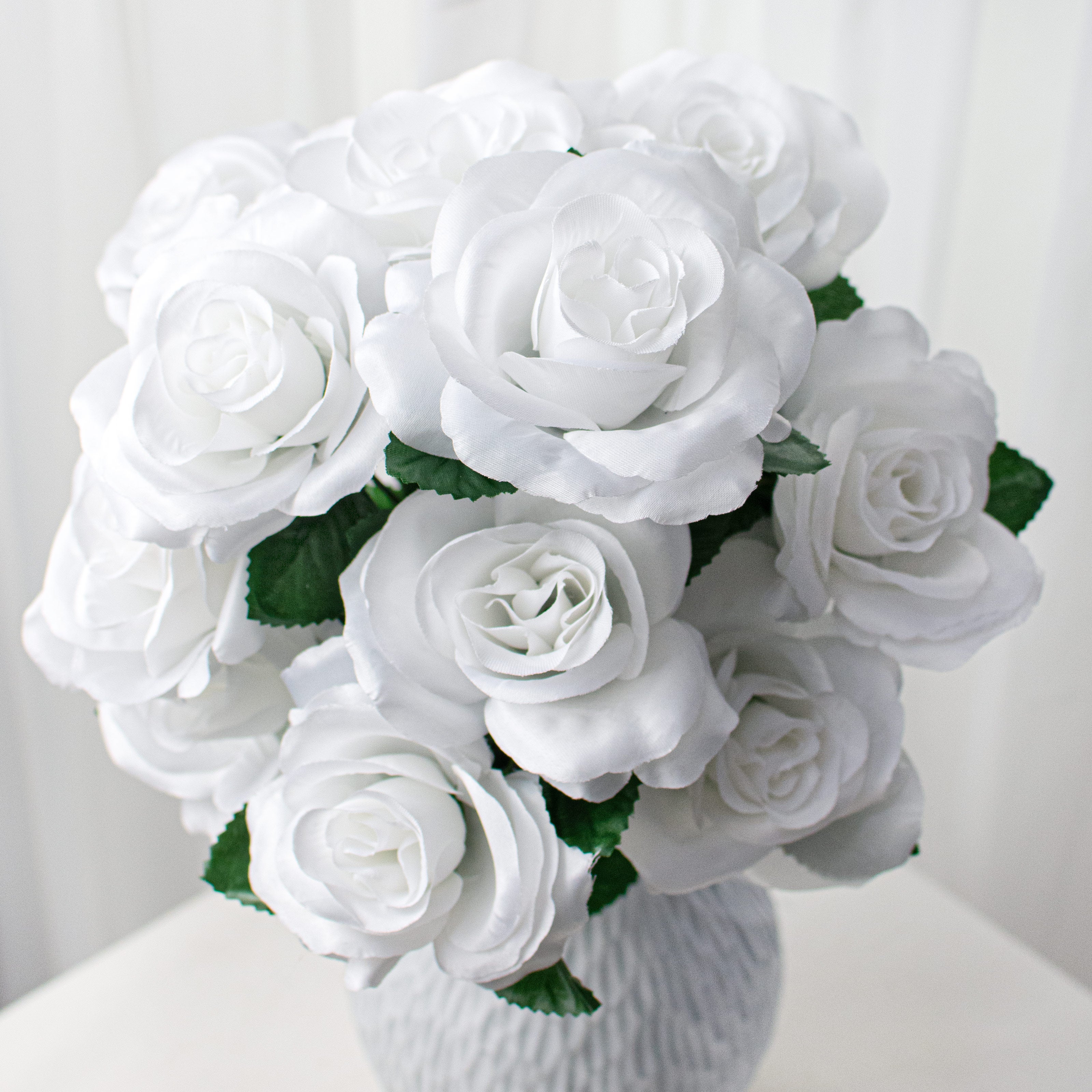 17" Colorfast Lillian Open Rose Bush (12): White