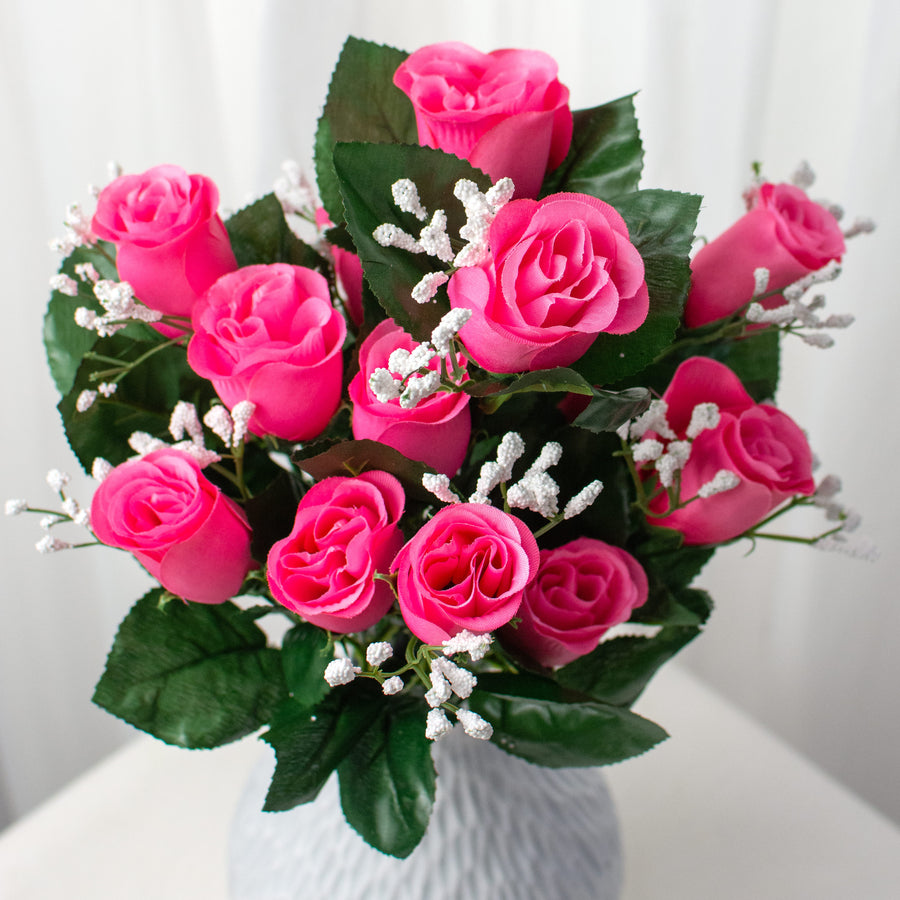 16" Colorfast Lillian Rose Bud Bush: Hot Pink (14)