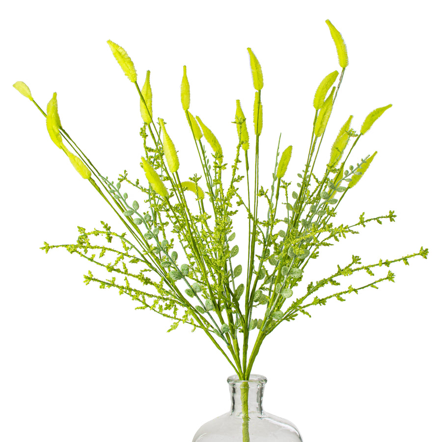 24" Bunny Tail & Leaves Bush: Green