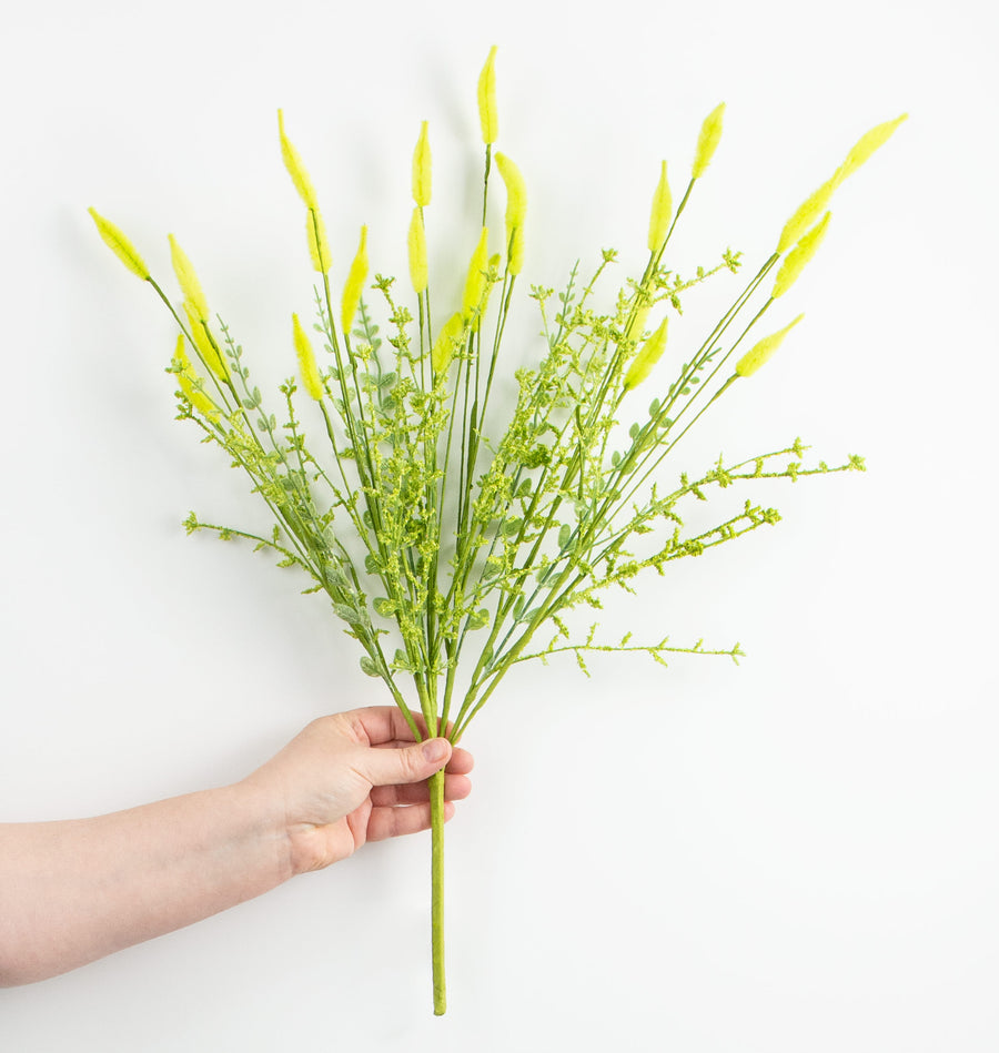 24" Bunny Tail & Leaves Bush: Green