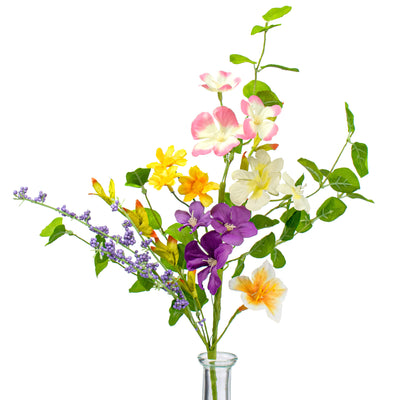 20" Spring Wild Flowers Pick: Purple & Yellow