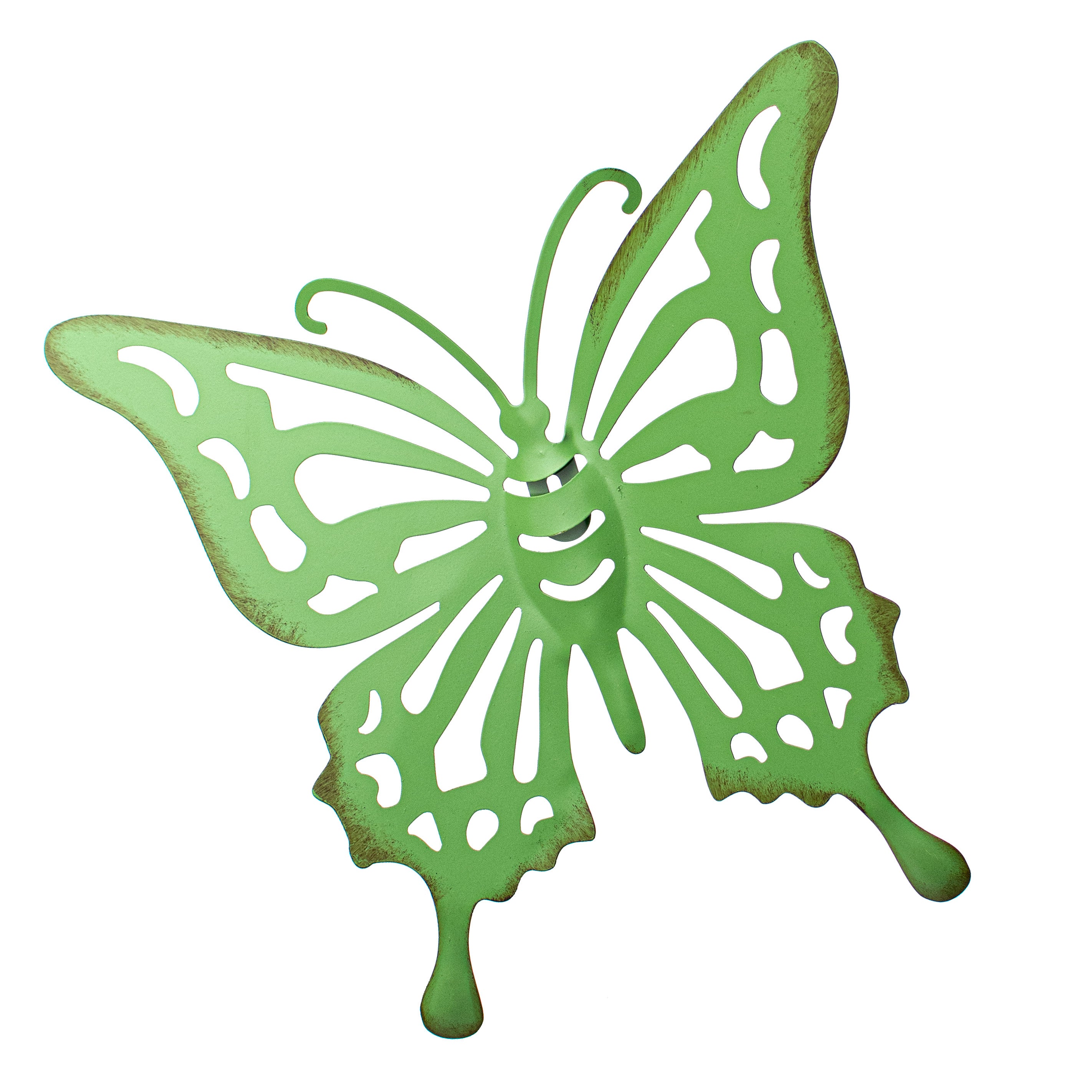 10" Metal Cutout Hanger: Green Butterfly
