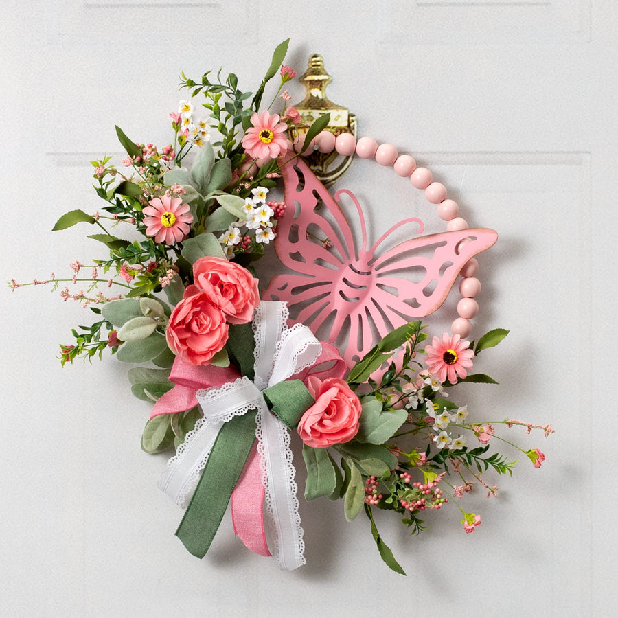 10" Metal Cutout Hanger: Pink Butterfly