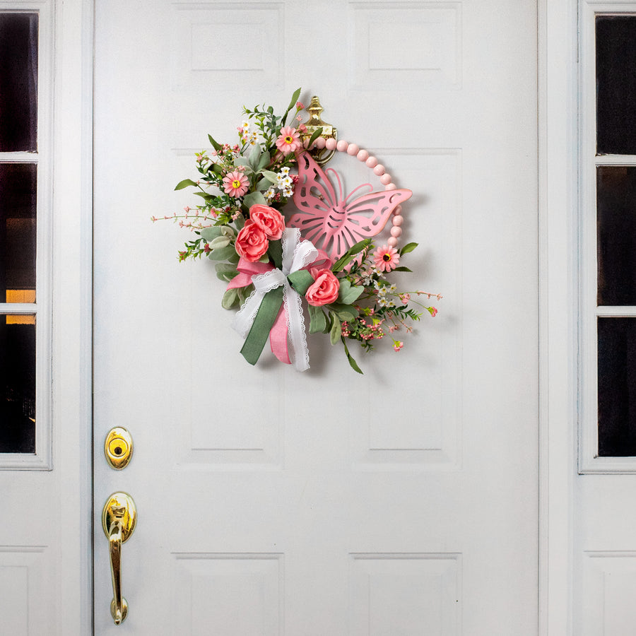 10" Metal Cutout Hanger: Pink Butterfly