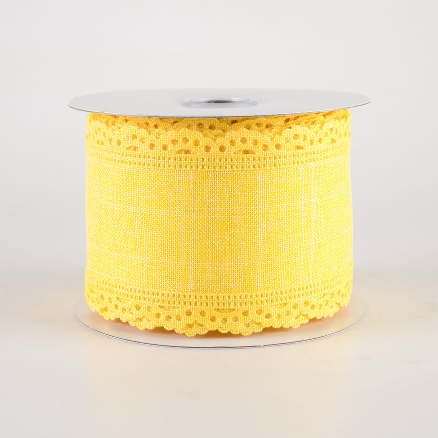 2.5" Scalloped Edge Ribbon: Yellow (10 Yards)