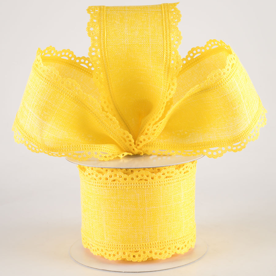 2.5" Scalloped Edge Ribbon: Yellow (10 Yards)