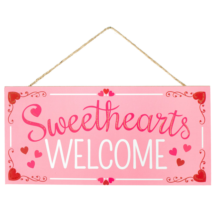 12" Wooden Sign: Sweethearts Welcome