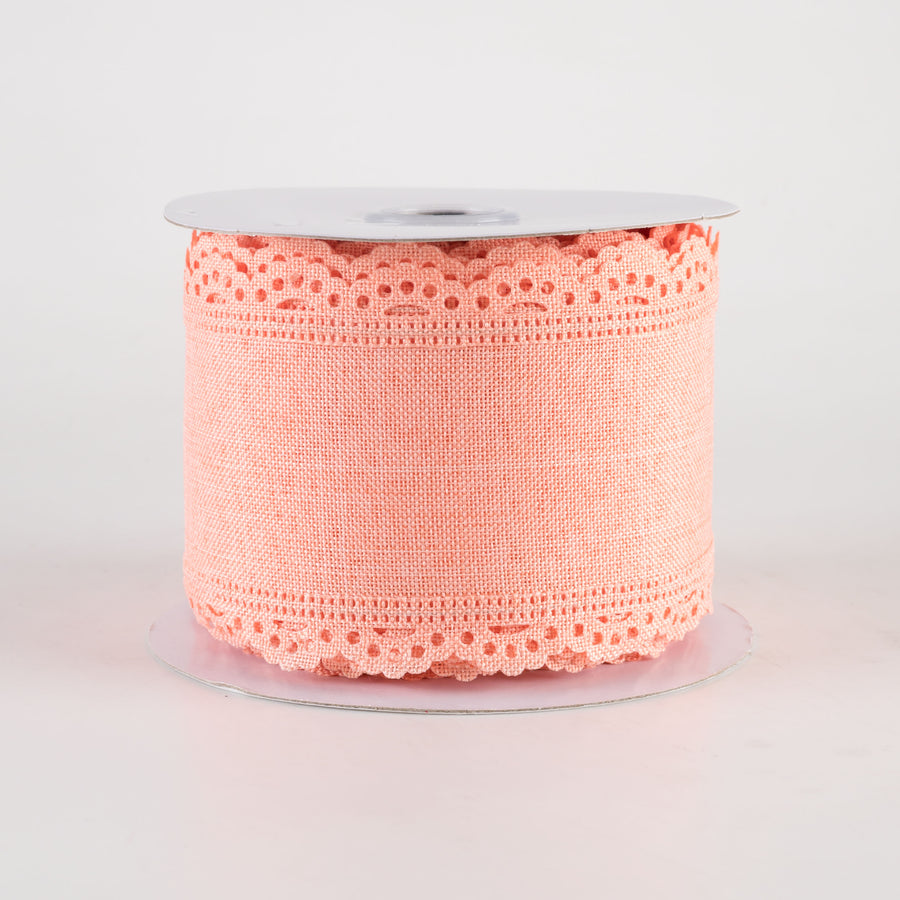 2.5" Scalloped Edge Ribbon: Peach (10 Yards)