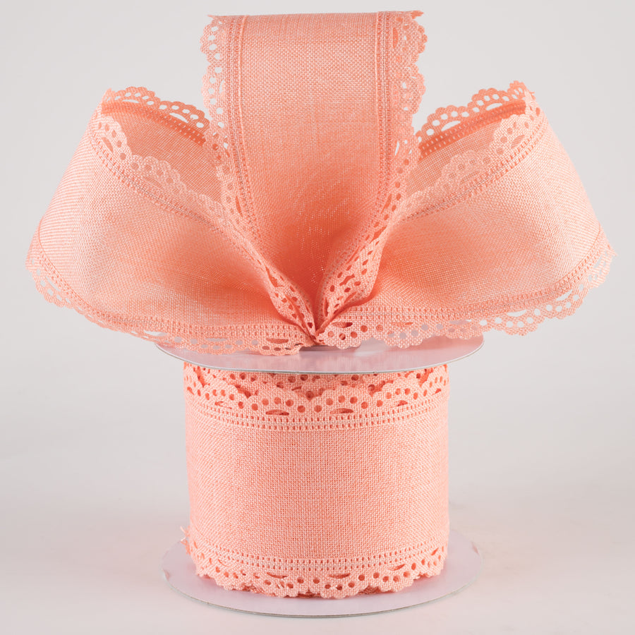 2.5" Scalloped Edge Ribbon: Peach (10 Yards)