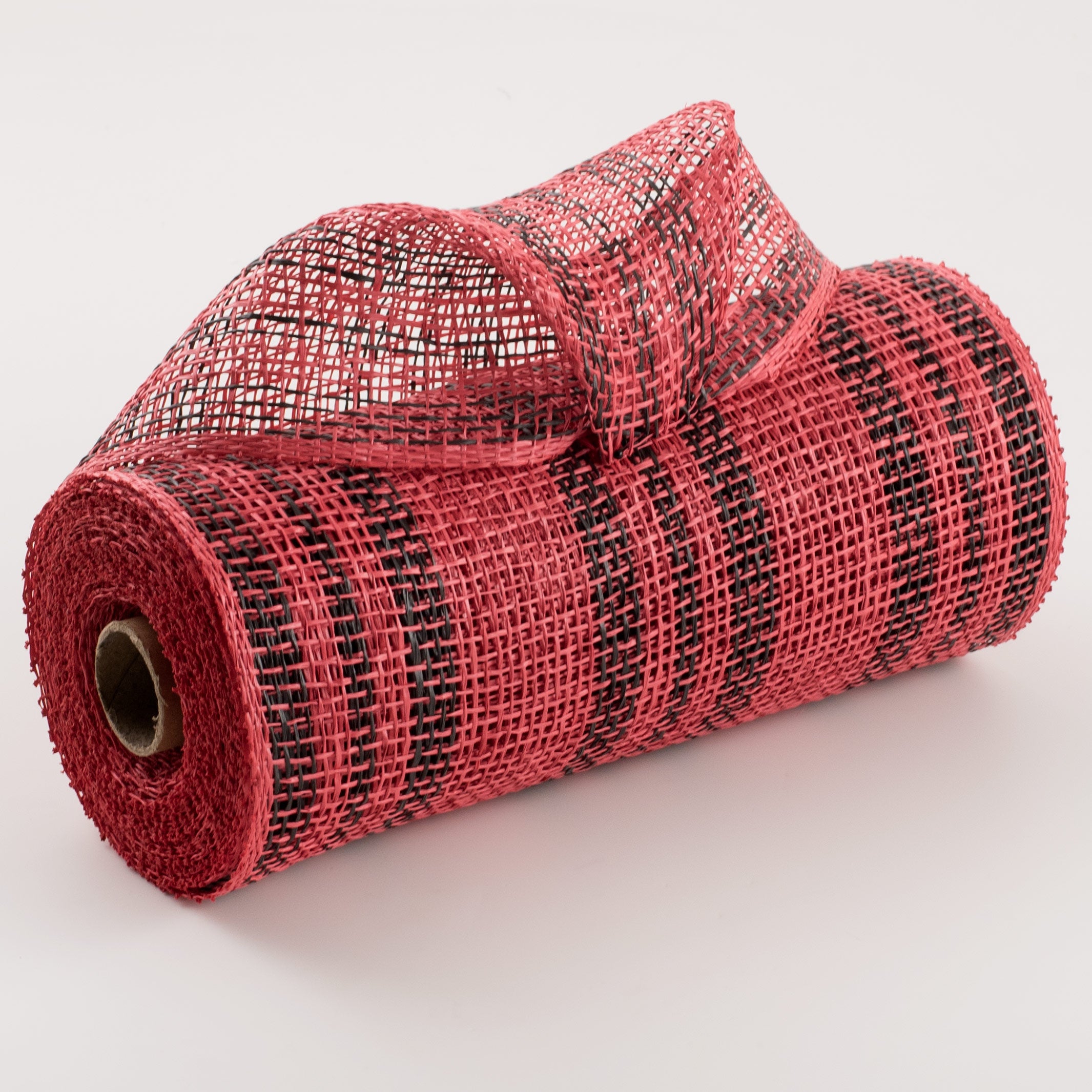 10" Poly Burlap Triple Stripe Mesh: Red & Black