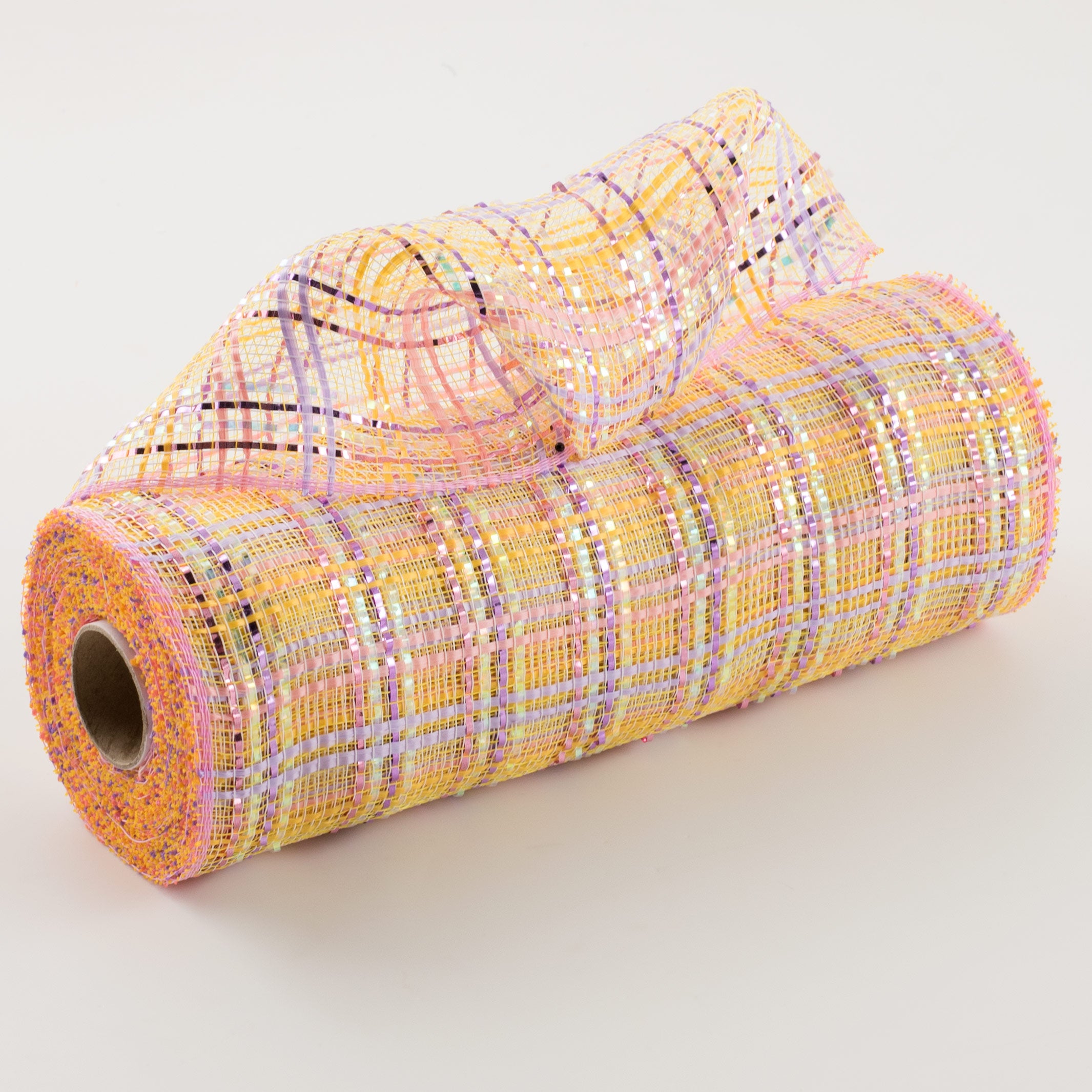 10" Vertical Foil Plaid Mesh: Yellow, Pink, Lavender, Iridescent