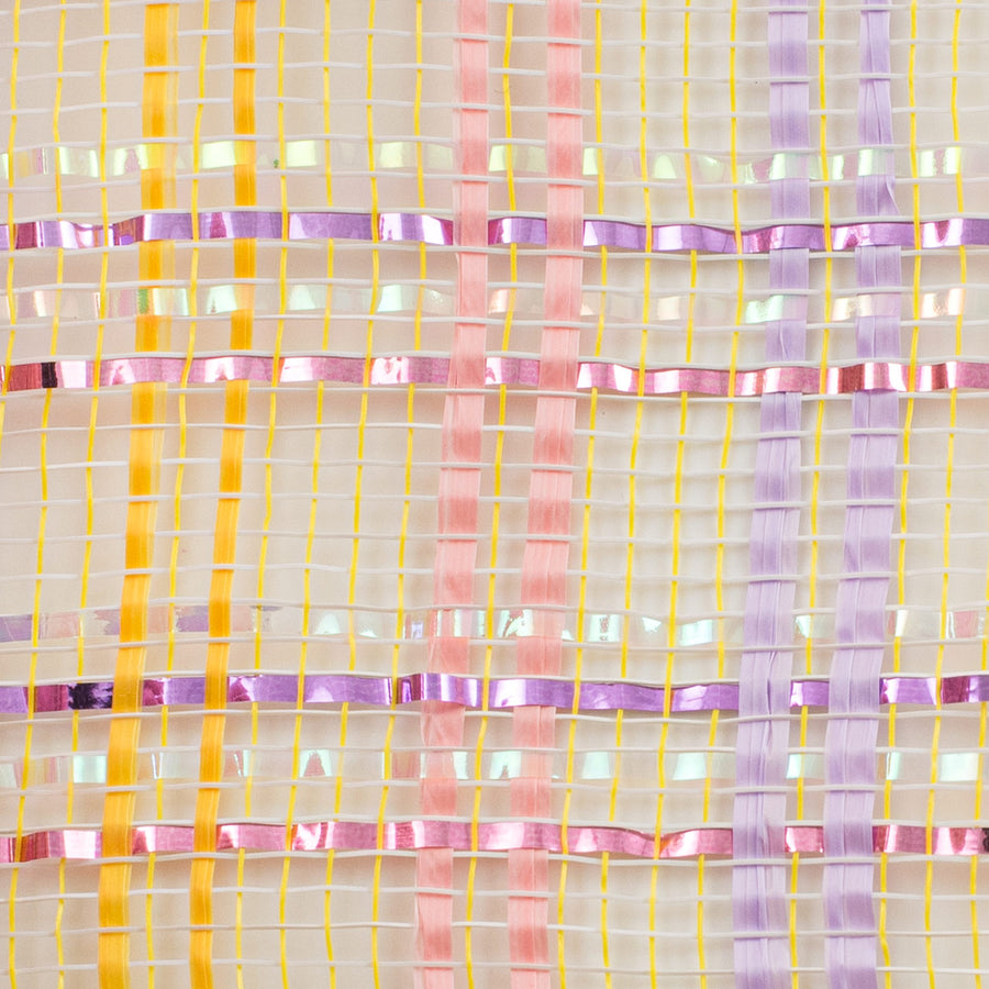 10" Vertical Foil Plaid Mesh: Yellow, Pink, Lavender, Iridescent