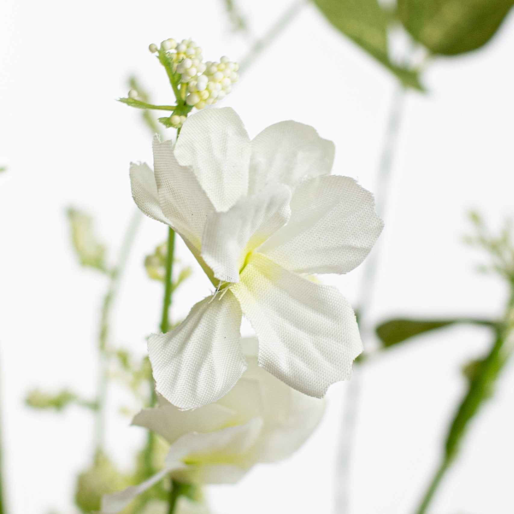 31" Fabric Flower Eucalyptus Spray: Cream White