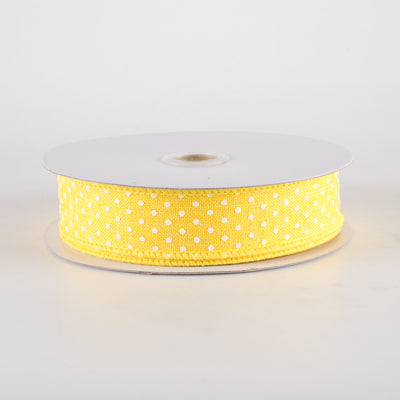 7/8" Swiss Dots Ribbon: Yellow & White (10 Yards)