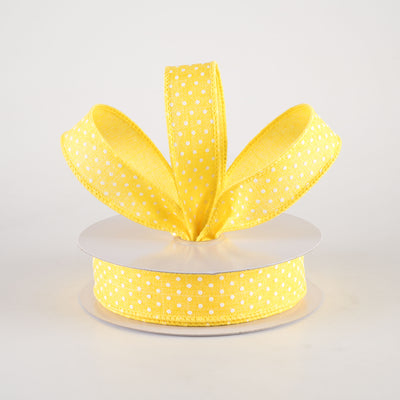 7/8" Swiss Dots Ribbon: Yellow & White (10 Yards)