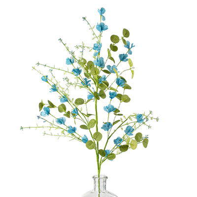 31" Fabric Flower Eucalyptus Spray: Light Blue