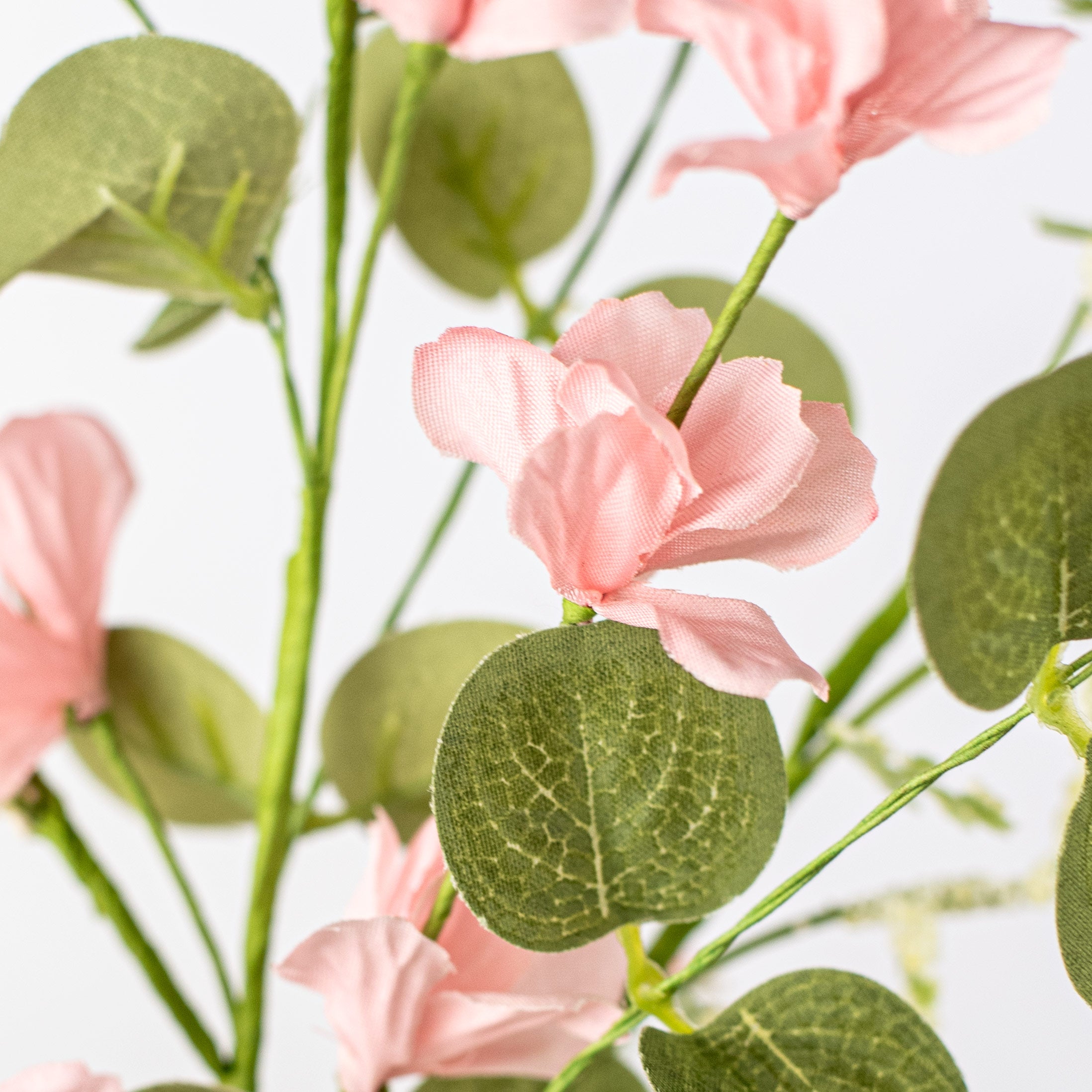 31" Fabric Flower Eucalyptus Spray: Pink