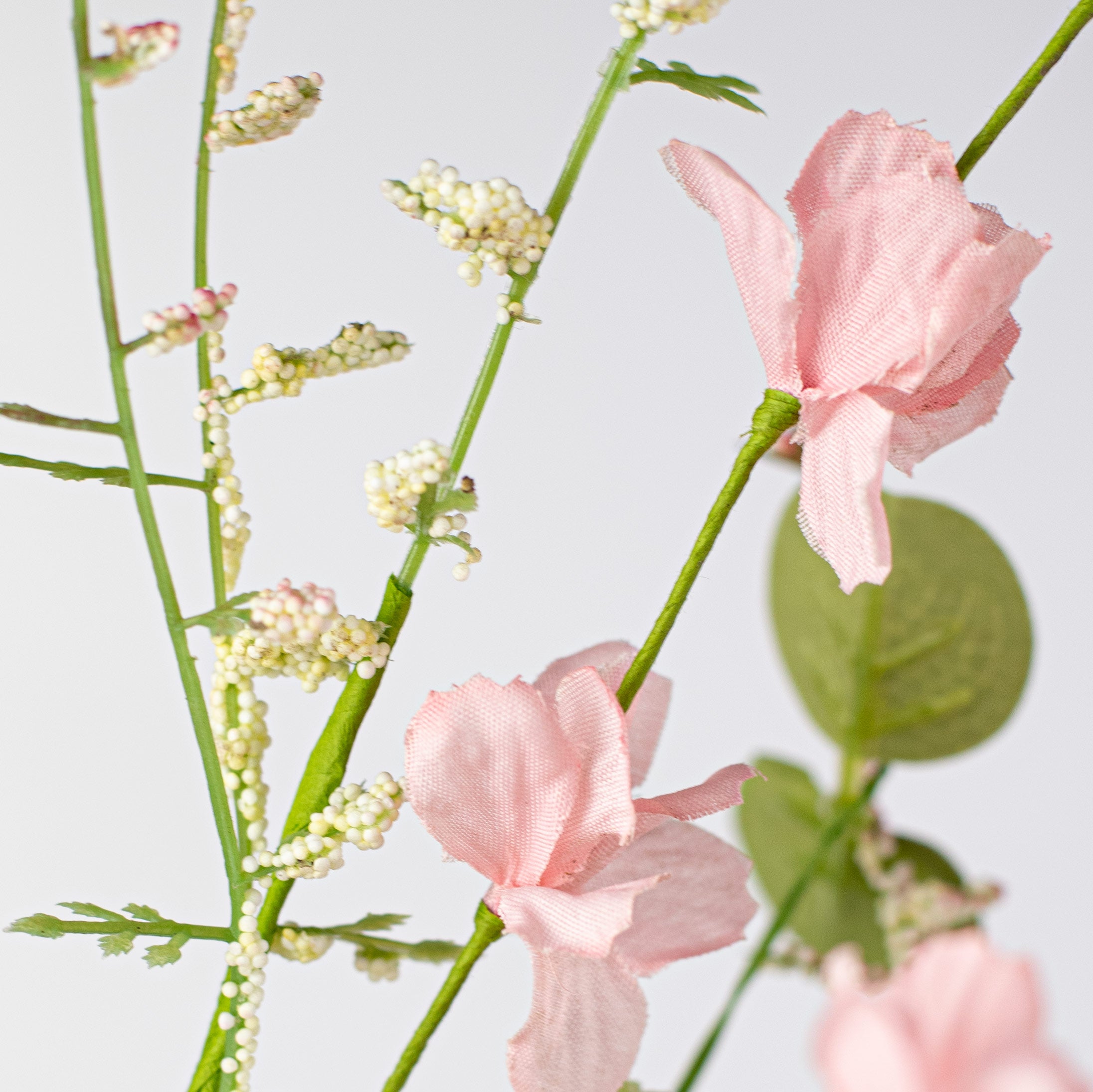 31" Fabric Flower Eucalyptus Spray: Pink