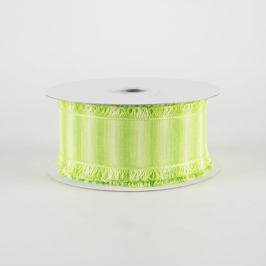 1.5" Two-Tone Fuzzy Edge Ribbon: Lime Green (10 Yards)