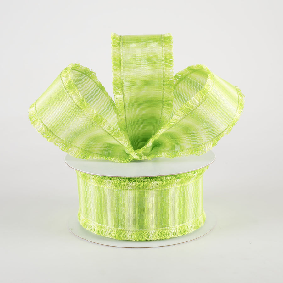1.5" Two-Tone Fuzzy Edge Ribbon: Lime Green (10 Yards)