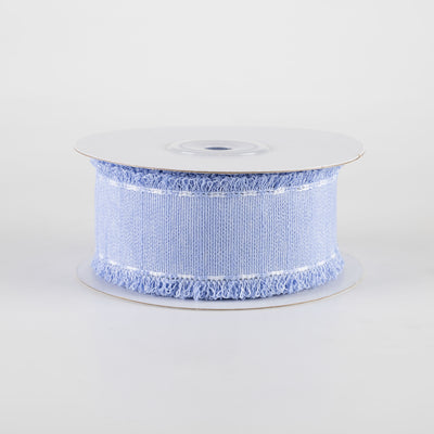 1.5" Slub Fuzzy Edge Ribbon: Lavender & White (10 Yards)