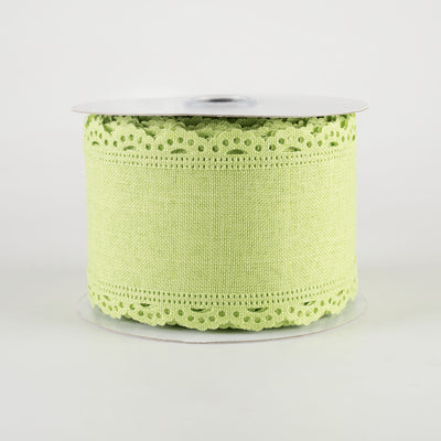 2.5" Scalloped Edge Ribbon: Bright Green (10 Yards)