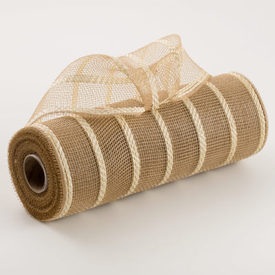 10" Vertical Wide Stripe Mesh: Natural & Cream