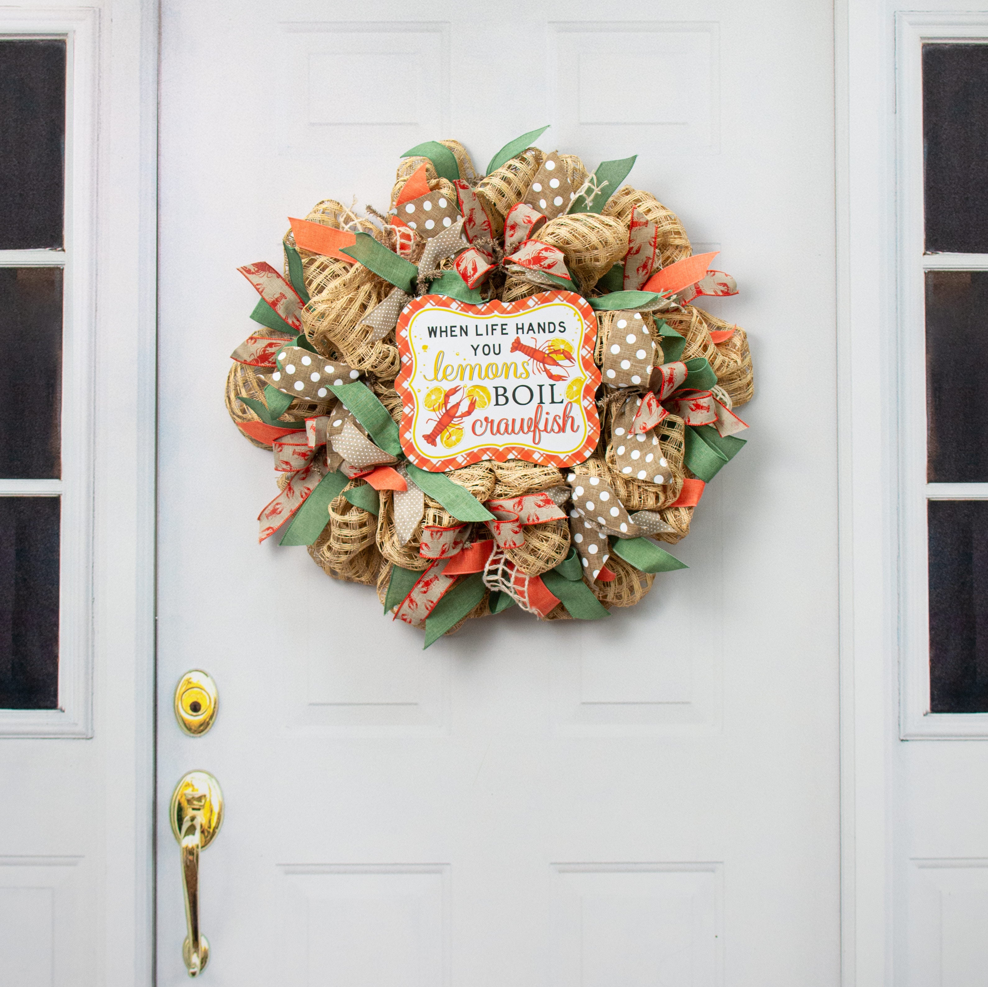 10" Scalloped Wooden Sign: Life Lemons, Boil Crawfish