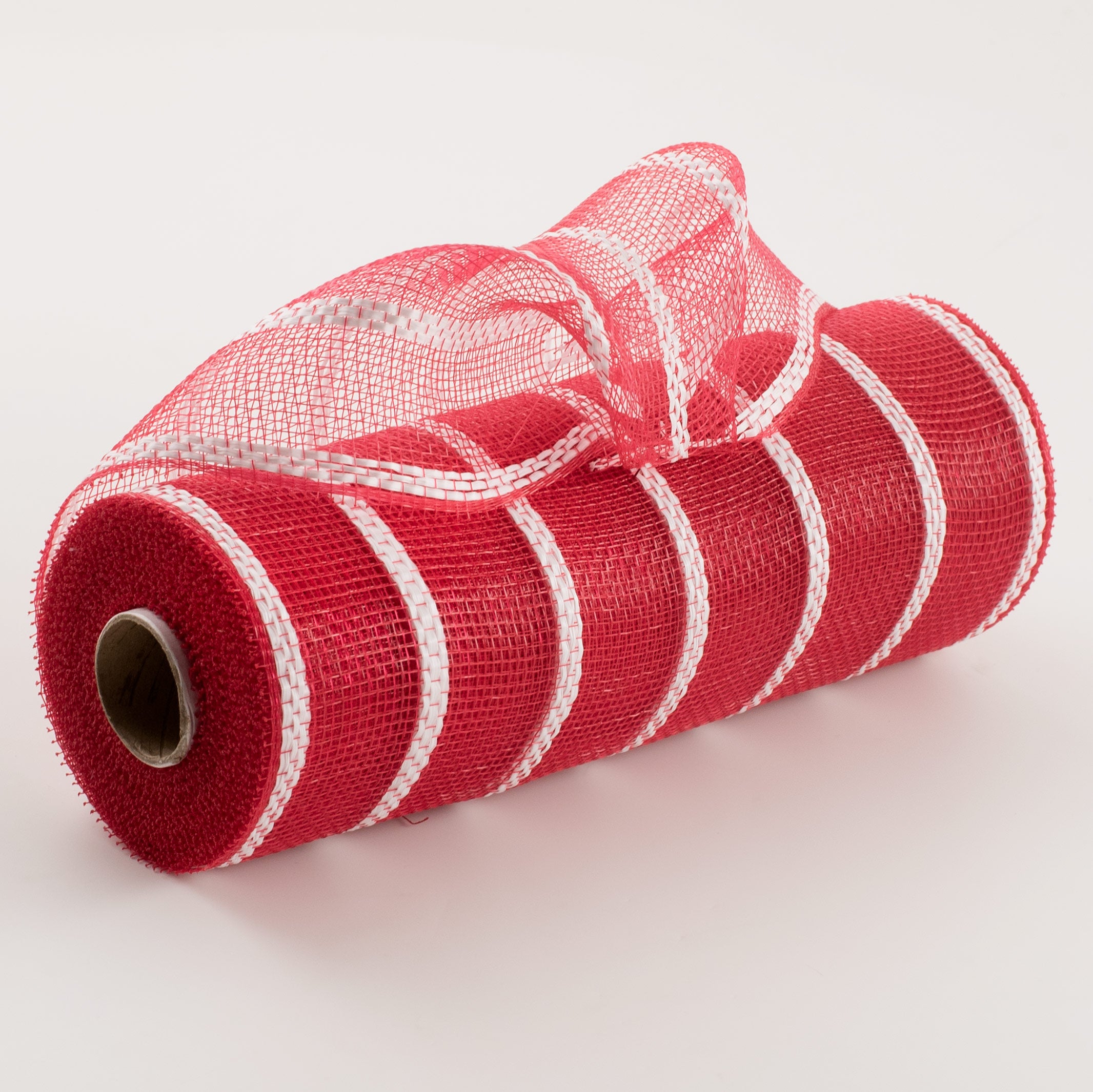 10" Vertical Wide Stripe Mesh: Red & White