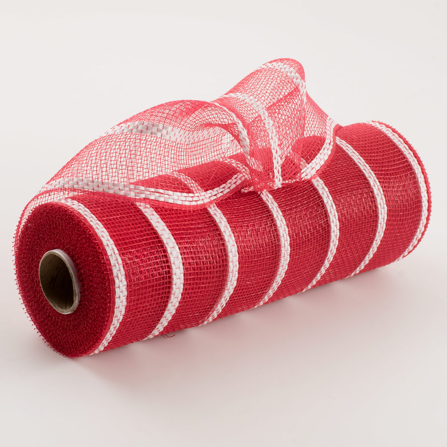 10" Vertical Wide Stripe Mesh: Red & White
