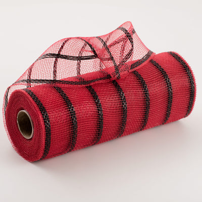 10" Vertical Wide Stripe Mesh: Red & Black