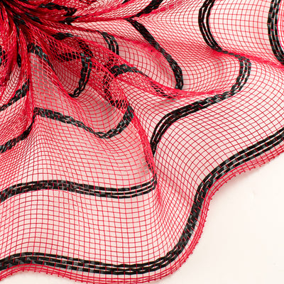 10" Vertical Wide Stripe Mesh: Red & Black