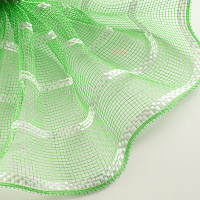 10" Vertical Wide Stripe Mesh: Lime Green & White