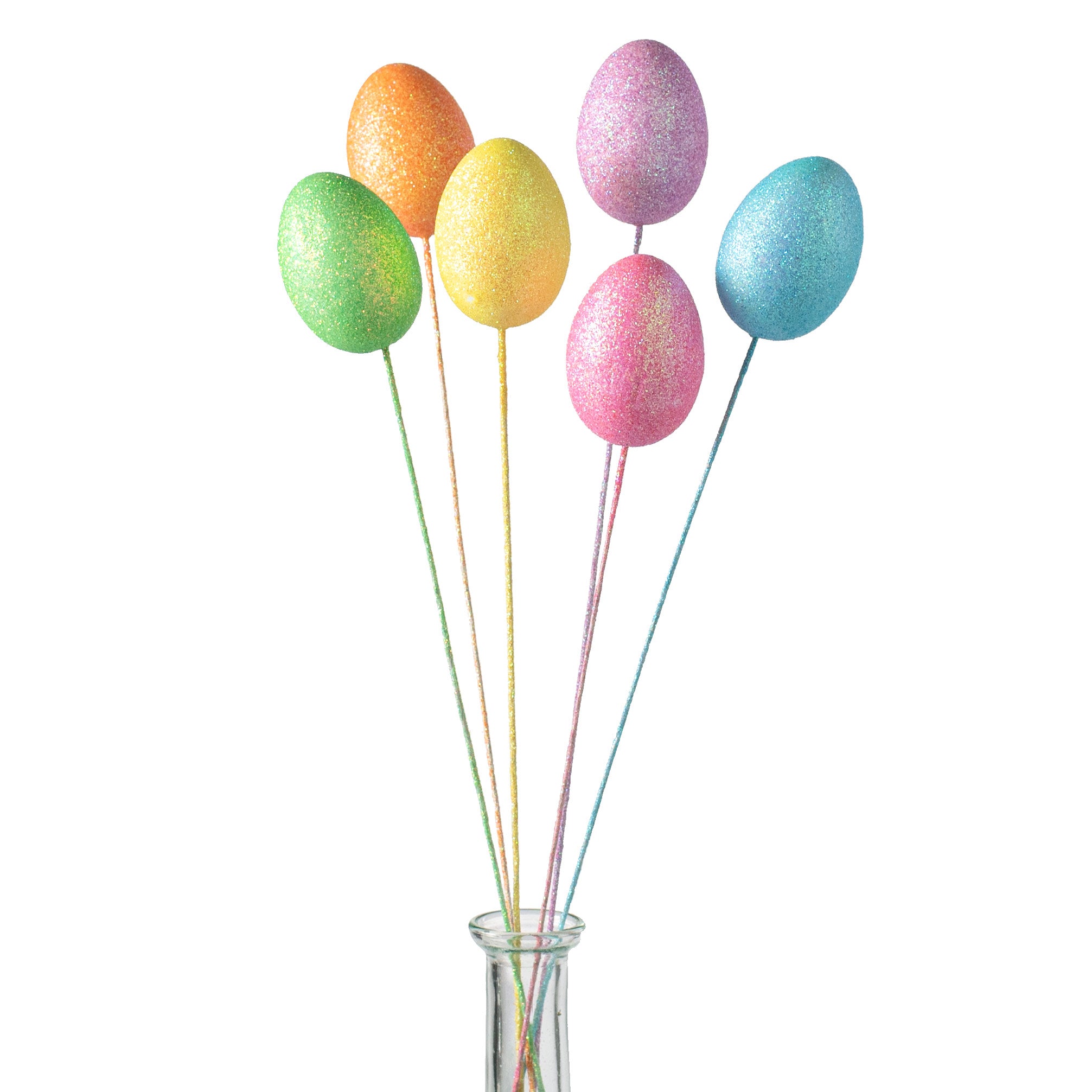 15" Glitter Egg Pick Bundle: Spring Multi