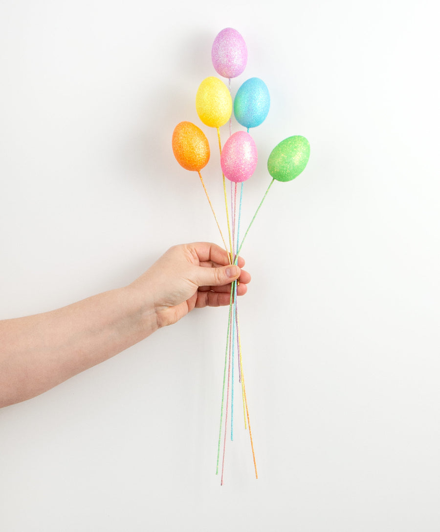 15" Glitter Egg Pick Bundle: Spring Multi