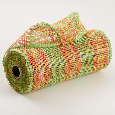 10" Plaid Poly Burlap Mesh: Fresh Green, Orange, Yellow, Pink