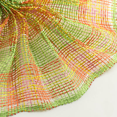 10" Plaid Poly Burlap Mesh: Fresh Green, Orange, Yellow, Pink