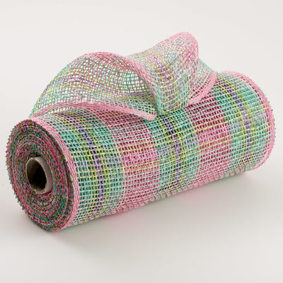 10" Plaid Poly Burlap Mesh: Pink, Turquoise, Fresh Green, Lavender