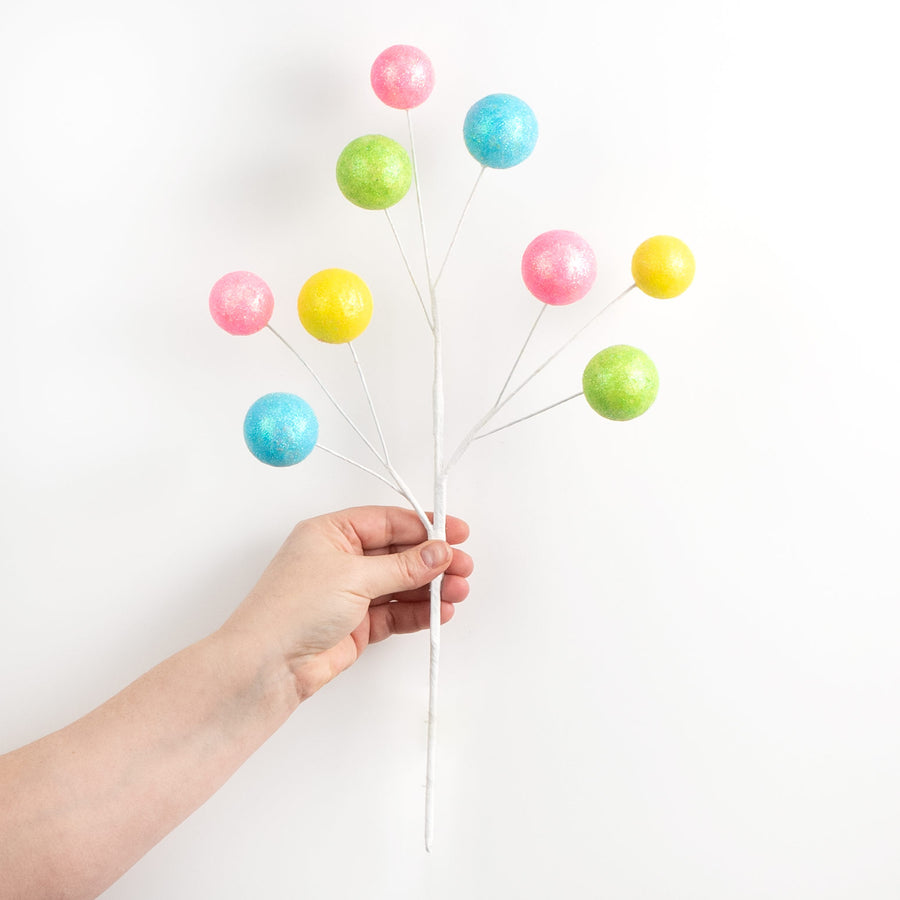 17" Glittered Gum-ball Spray: Pastel Multi