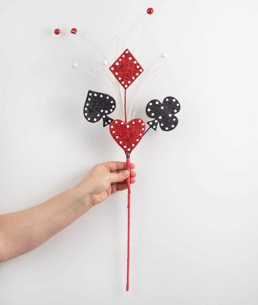 26" Playing Card Suits Spray: Red & Black