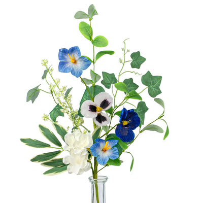 20" Pansy & Violet Flowers Pick