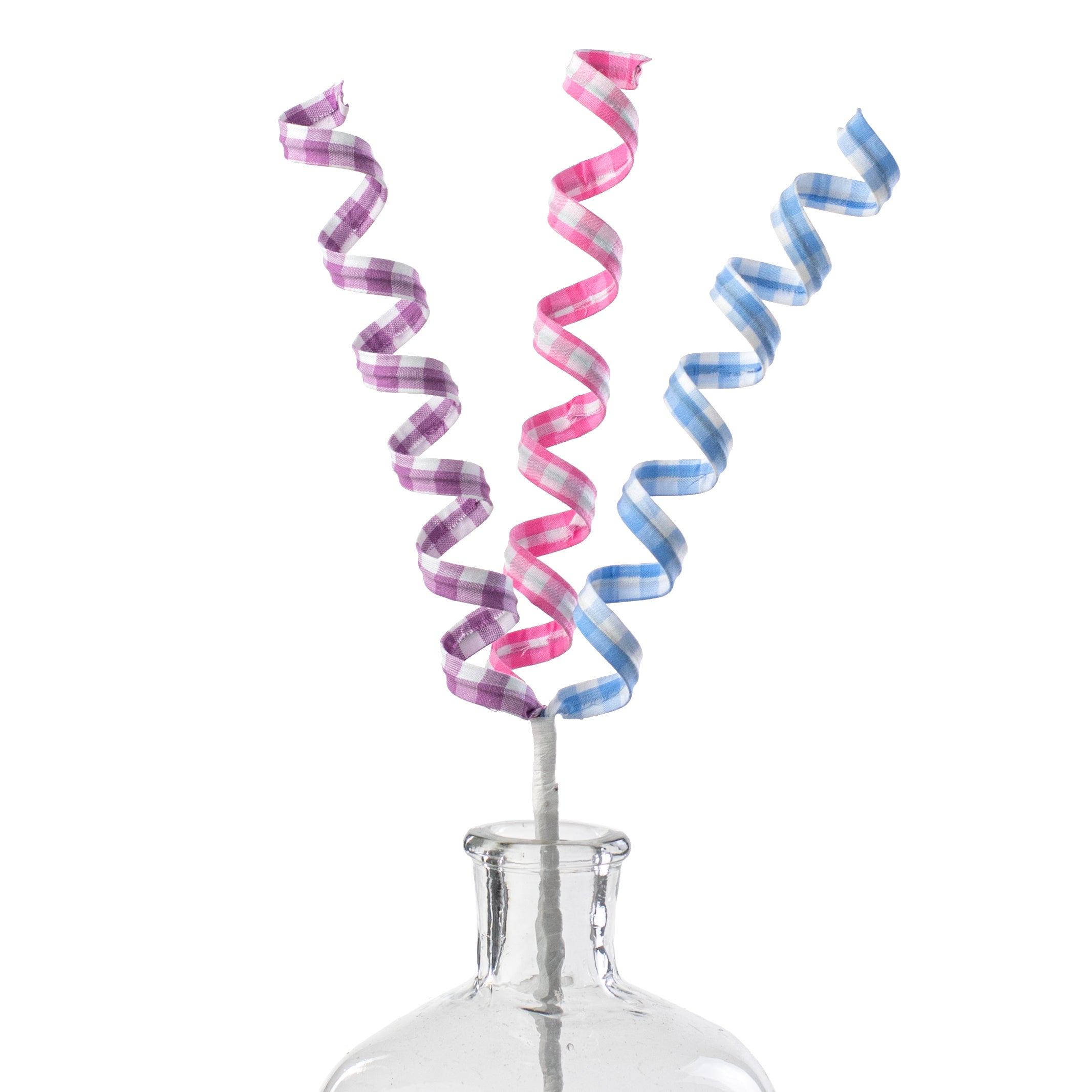 18" Swirled Check Ribbon Spray: Blue, Purple, Pink