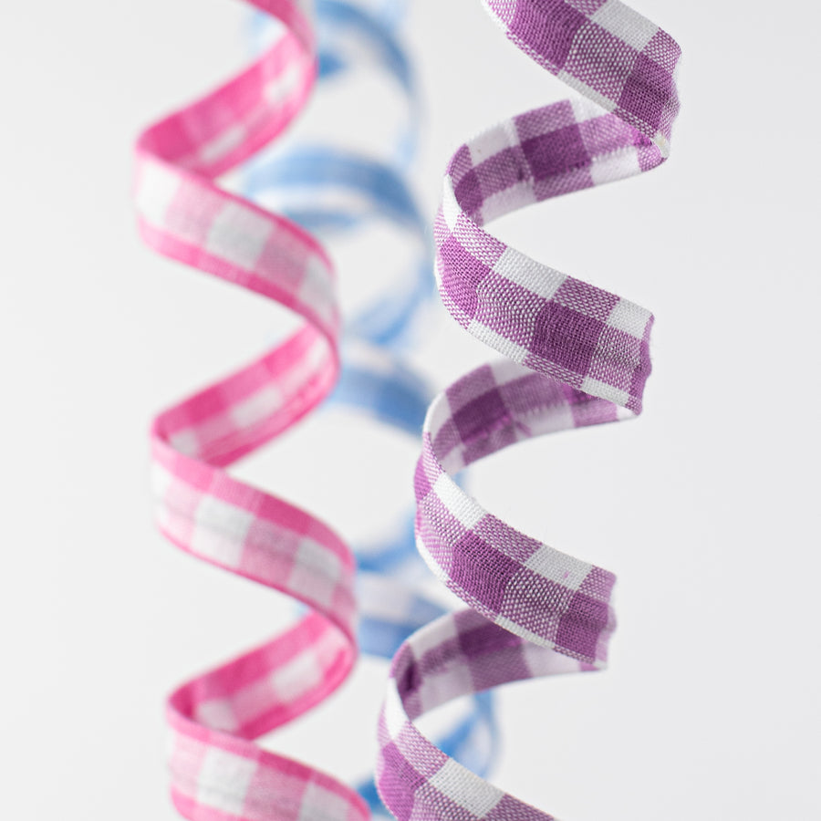 18" Swirled Check Ribbon Spray: Blue, Purple, Pink