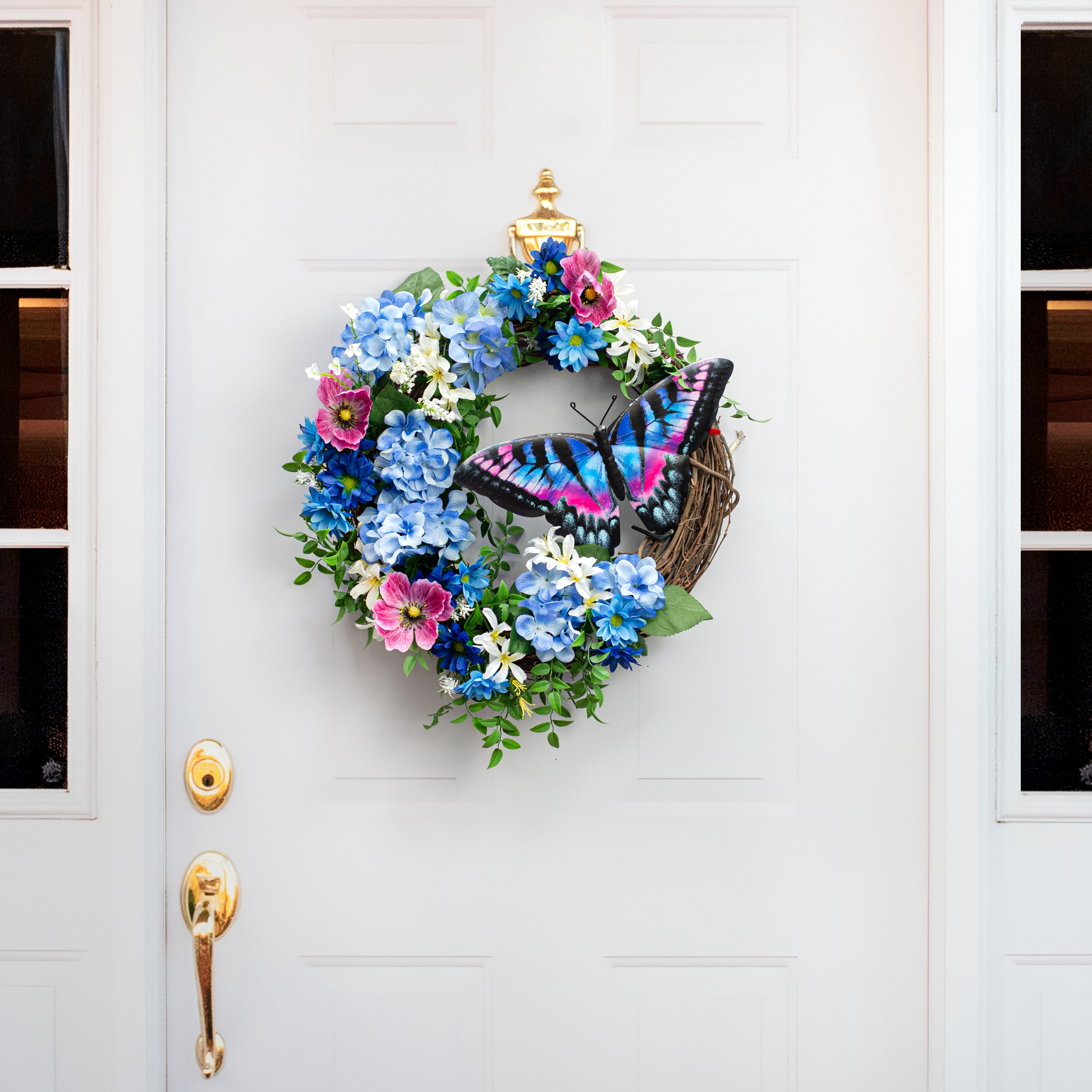 13" Metal Embossed Butterfly Sign: Blue, Pink, Purple
