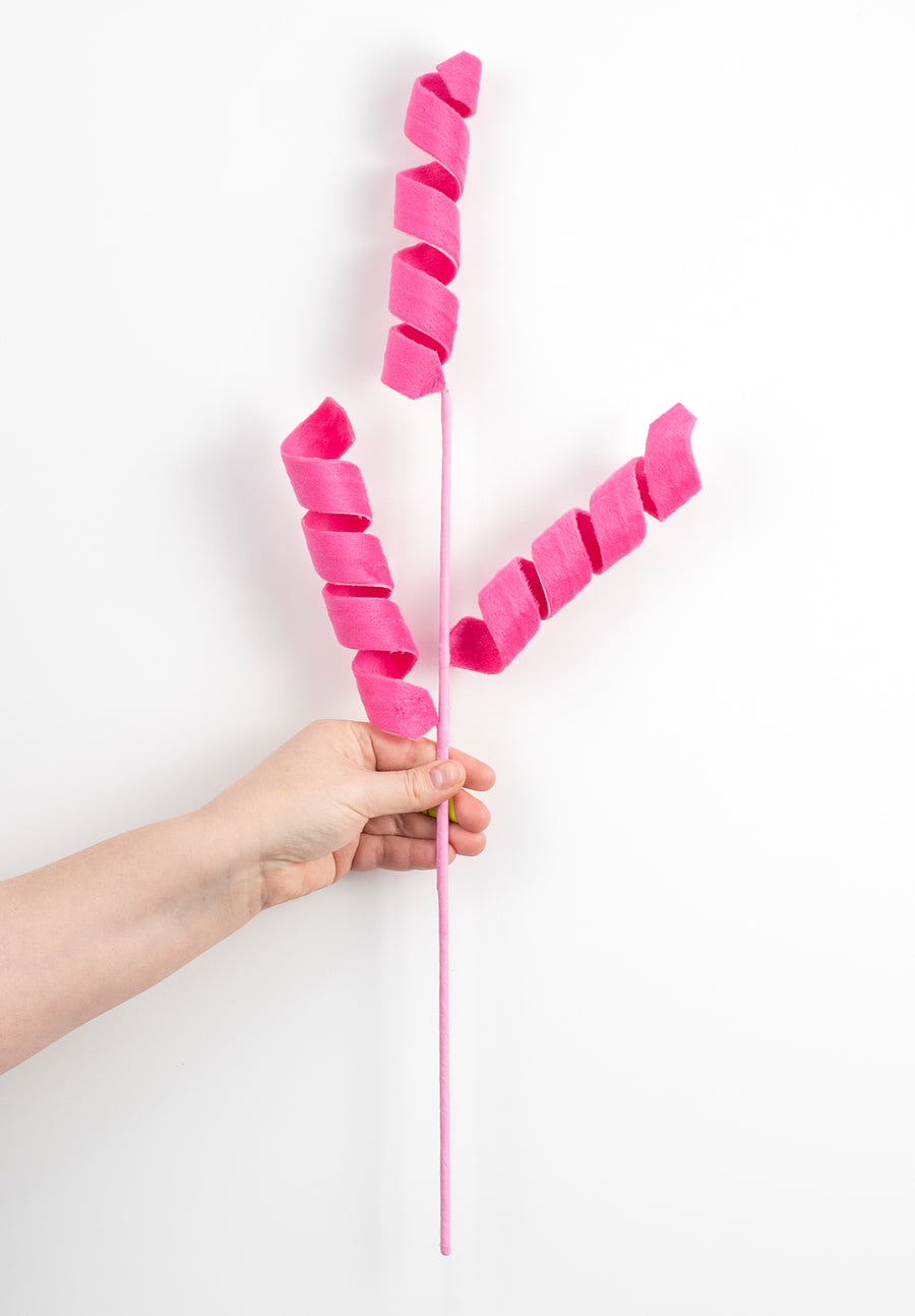 24" Fuzzy Curly Spray: Fuchsia Pink