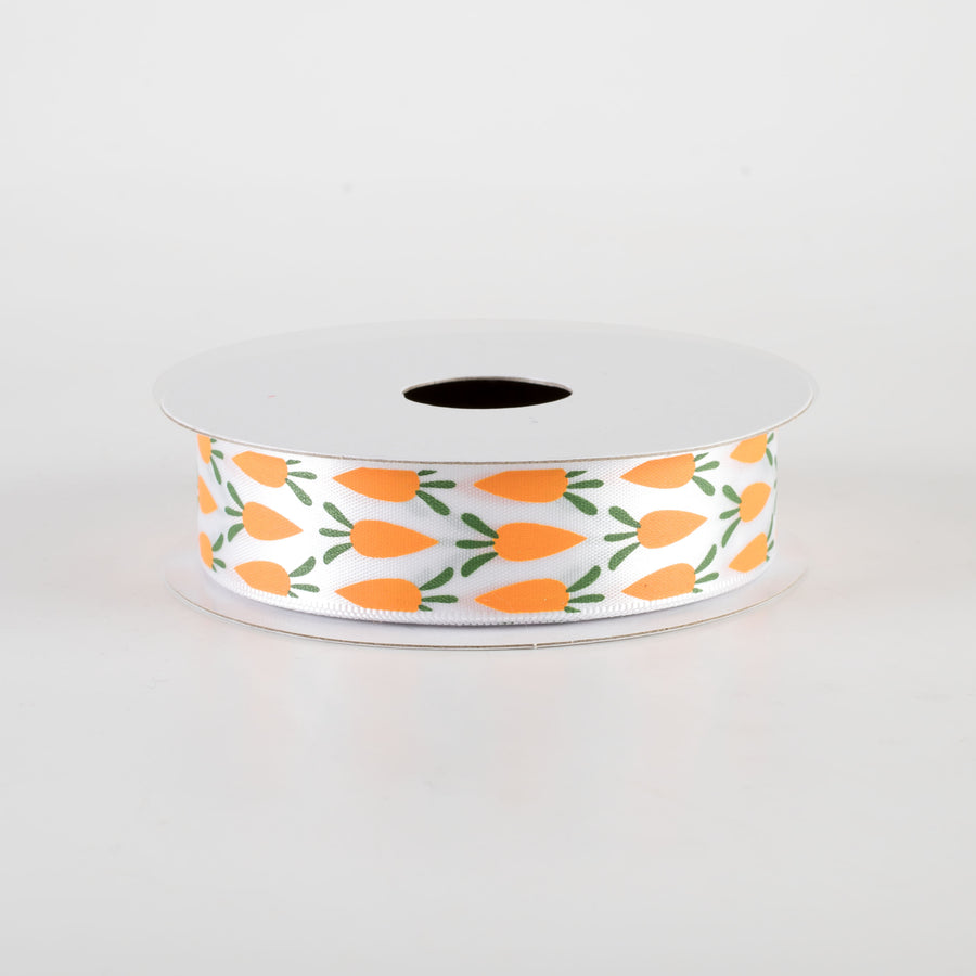 7/8" Satin Carrot Ribbon: White (10 Yards)