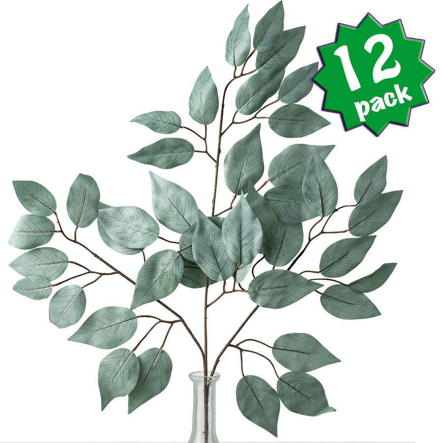 23" Ficus Leaf Spray: Light Sage Green (12)