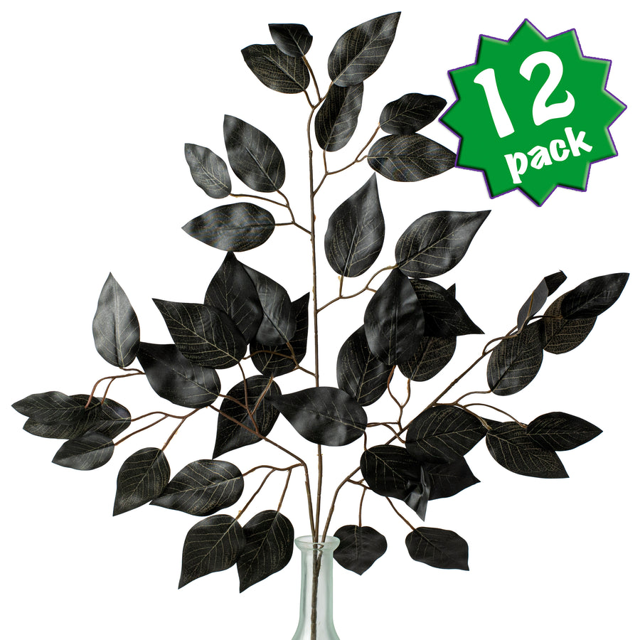 23" Ficus Leaf Spray: Black (12)